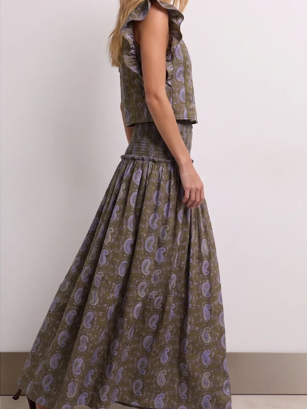 Army Green Boho Women's Two-Piece Set - Picture 4 of 8